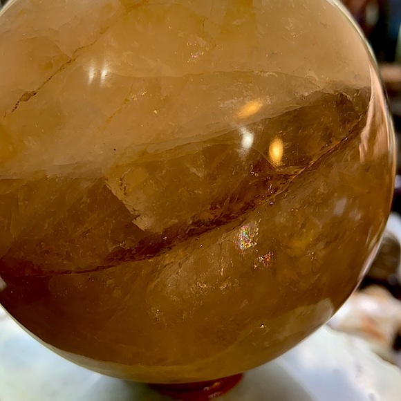 🔥SALE🔥 Honey Calcite Crystal Sphere With Sparkles And Rainbows! - Picture 8 of 10